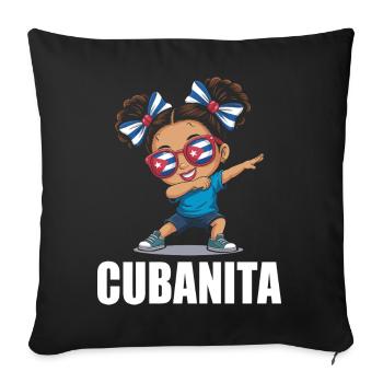 Drapeau de Cuba Jolies Cubanitas Filles Femmes - Housse de coussin décorative 45 x 45 cm - noir - Devant