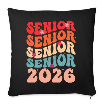 Senior 2026 Retro Floral Tee - Sofa pillowcase 17,3'' x 17,3'' (45 x 45 cm) - black - Front