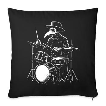 Plague Doctor Drummer Band Tee - Sofa pillowcase 17,3'' x 17,3'' (45 x 45 cm) - black - Front