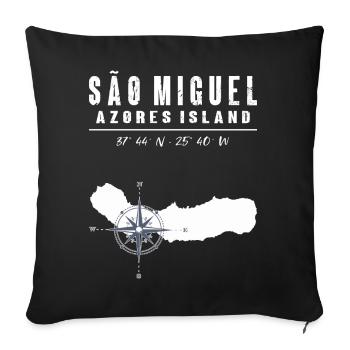 São Miguel Azores Compass Retro - Sofa pillowcase 17,3'' x 17,3'' (45 x 45 cm) - black - Front
