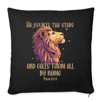 Leo Bible Verse Christian - Sofa pillowcase 17,3'' x 17,3'' (45 x 45 cm) - black - Front