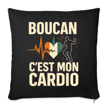 Boucan c'est mon cardio – Humour ivoirien - Sofa pillowcase 17,3'' x 17,3'' (45 x 45 cm) - black - Front