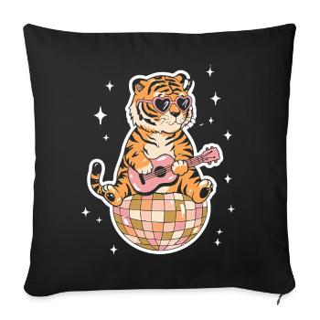 Tiger Disco Ball Groovy Retro 80s Costume - Sofa pillowcase 17,3'' x 17,3'' (45 x 45 cm) - black - Front