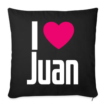 I Love Juan Pink Heart I Love Juan - Sofa pillowcase 17,3'' x 17,3'' (45 x 45 cm) - black - Front