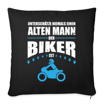 Alter Mann - Biker | Retro Vintage - Sofakissenbezug 45 x 45 cm - Schwarz - Vorne