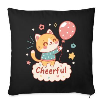 Festive Balloon Cat - Sofa pillowcase 17,3'' x 17,3'' (45 x 45 cm) - black - Front