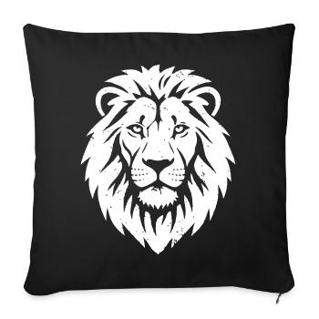 Vector Roi des Animaux Tête de Lion - Housse de coussin décorative 45 x 45 cm - noir - Devant