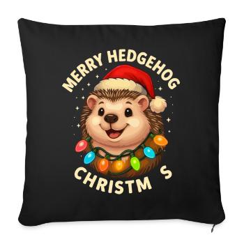 Hedgehog Christmas Funny Winter Woodland Animal Gift - Sofa pillowcase 17,3'' x 17,3'' (45 x 45 cm) - black - Front