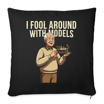 Models Train Hobby Locomotive Railfan - Sofa pillowcase 17,3'' x 17,3'' (45 x 45 cm) - black - Front