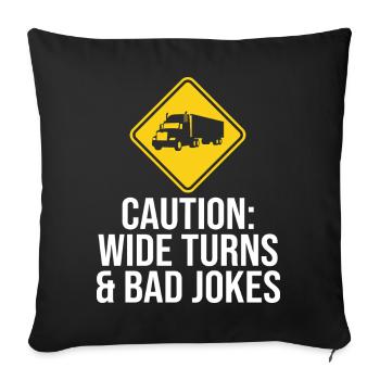 Road Sign Funny Truck Driver Trucker - Sofa pillowcase 17,3'' x 17,3'' (45 x 45 cm) - black - Front
