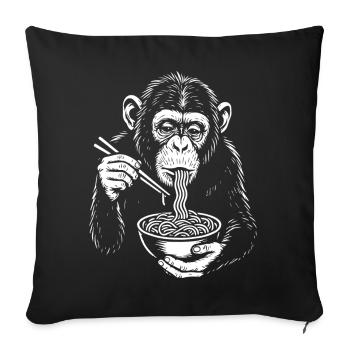 Illustration der Schimpansen-Nudelschale - Sofakissenbezug 45 x 45 cm - Schwarz - Vorne