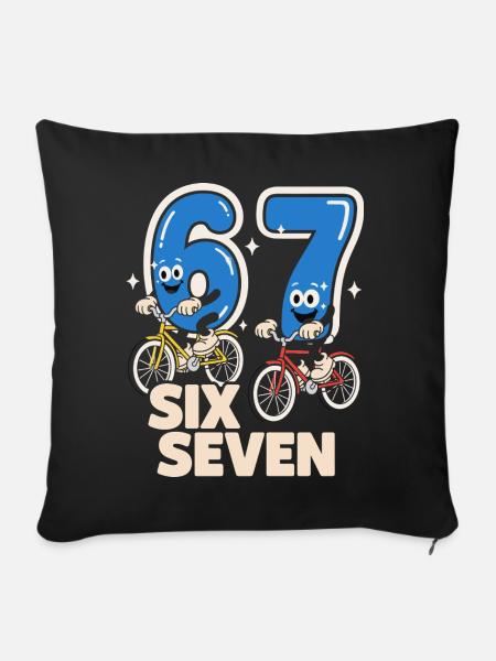 67 Six Seven meme Radfahren - Italienisch Lust - Pudebetræk 45 x 45 cm - sort