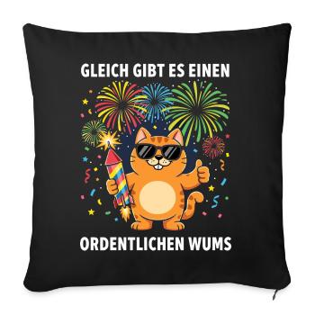 Cadeau mignon du réveillon du Nouvel An 2026 des Felins drôles - Housse de coussin décorative 45 x 45 cm - noir - Devant