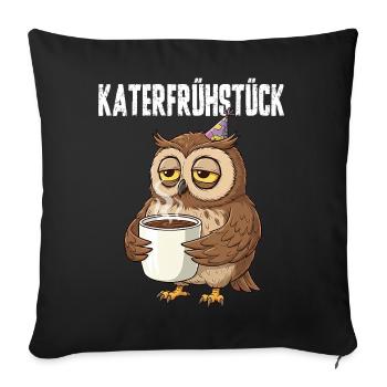Chouette de petit-déjeuner pour la gueule de bois avec café Gueule de bois drôle - Housse de coussin décorative 45 x 45 cm - noir - Devant