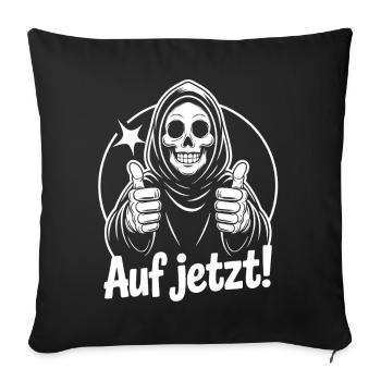 Faucheuse lève le pouce maintenant - Housse de coussin décorative 45 x 45 cm - noir - Devant