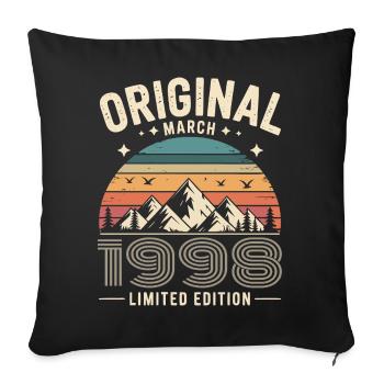 Vintage Né(e) en mars 1998 Original depuis 28 ans - Housse de coussin décorative 45 x 45 cm - noir - Devant