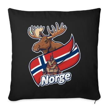 Norway Elk and Church Flag - Sofa pillowcase 17,3'' x 17,3'' (45 x 45 cm) - black - Front