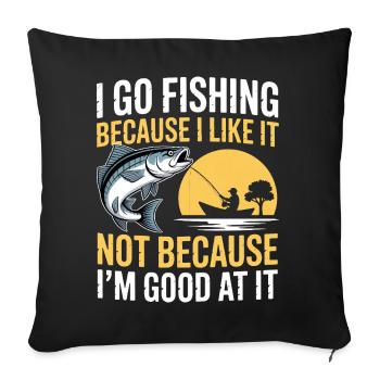 Go Fishing Quote Sunset Tee - Sofa pillowcase 17,3'' x 17,3'' (45 x 45 cm) - black - Front