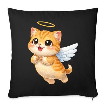 Cute cat angel with wings cartoon pet lovers - Sofa pillowcase 17,3'' x 17,3'' (45 x 45 cm) - black - Front