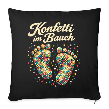 Grossesse enceinte de confettis de carnaval - Housse de coussin décorative 45 x 45 cm - noir - Devant