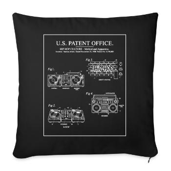 Plan de brevet pour boombox graffiti hip hop - Housse de coussin décorative 45 x 45 cm - noir - Devant
