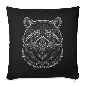 Silhouette minimaliste de tête de raton laveur - Housse de coussin décorative 45 x 45 cm - noir - Devant