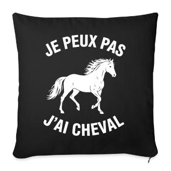 Ich kann nicht, ich habe ein Pferd - Sofakissenbezug 45 x 45 cm - Schwarz - Vorne