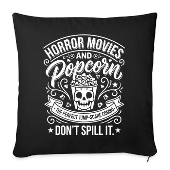 Horror Movies Popcorn Skull - Sofa pillowcase 17,3'' x 17,3'' (45 x 45 cm) - black - Front