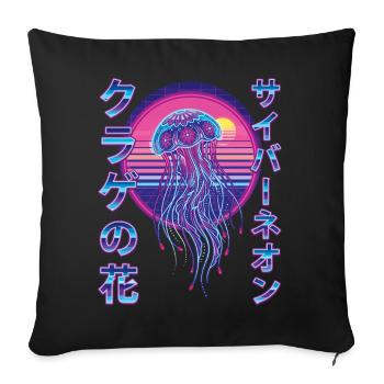 Retro Jellyfish Vaporwave Synthwave - Sofa pillowcase 17,3'' x 17,3'' (45 x 45 cm) - black - Front