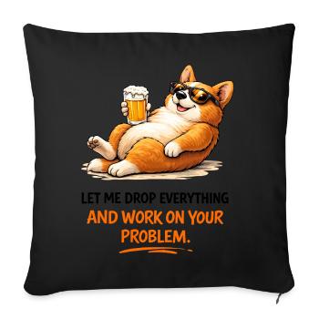 Devise de la bière Chill Corgi - Housse de coussin décorative 45 x 45 cm - noir - Devant