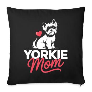 Yorkie Mom Heart Illustration - Sofa pillowcase 17,3'' x 17,3'' (45 x 45 cm) - black - Front