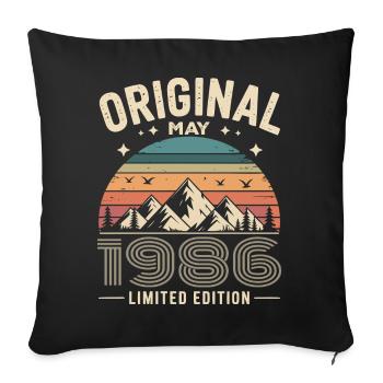 mai 1986 – Légende des sommets et montagnes - Housse de coussin décorative 45 x 45 cm - noir - Devant