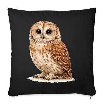 Watercolor Owl Night Forest - Sofa pillowcase 17,3'' x 17,3'' (45 x 45 cm) - black - Front