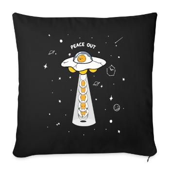 Peace Out UFO Eggs - Sofa pillowcase 17,3'' x 17,3'' (45 x 45 cm) - black - Front