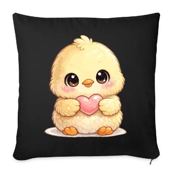 Cuddly chick with heart - Sofa pillowcase 17,3'' x 17,3'' (45 x 45 cm) - black - Front