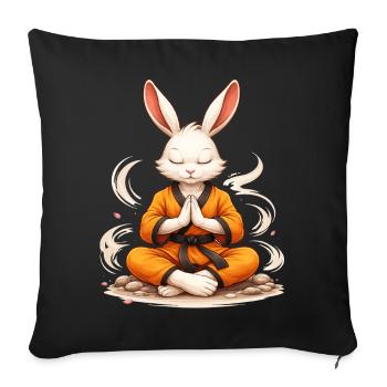 Zen Hase Karate Meditation Fun Design - Sofakissenbezug 45 x 45 cm - Schwarz - Vorne