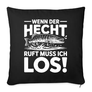 Angler Spruch Hecht - Sofakissenbezug 45 x 45 cm - Schwarz - Vorne