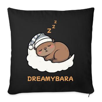Capybara Dreamybara Black –Cute Sleep Night Shirt - Sofa pillowcase 17,3'' x 17,3'' (45 x 45 cm) - black - Front
