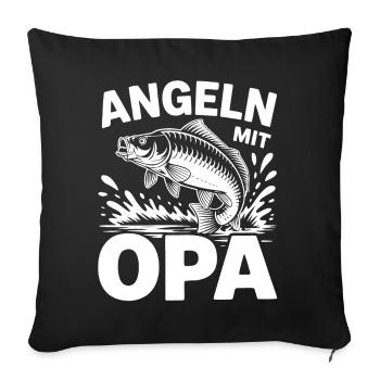 Angeln mit Opa – Fisch Motiv - Sofakissenbezug 45 x 45 cm - Schwarz - Vorne