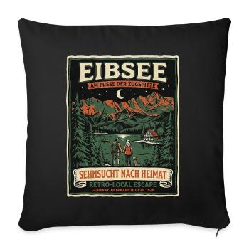 Eibsee Heimat - Sofakissenbezug 45 x 45 cm - Schwarz - Vorne