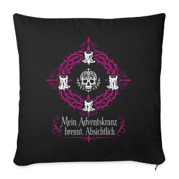 Adventskranz brennt absichtlich — Gothmas - Sofakissenbezug 45 x 45 cm - Schwarz - Vorne