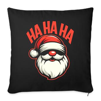 Santa Lächeln HAHA Weihnachtsmotiv - Sofakissenbezug 45 x 45 cm - Schwarz - Vorne