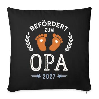 Befördert zum Opa 2027 Neuer Großvater - Sofakissenbezug 45 x 45 cm - Schwarz - Vorne