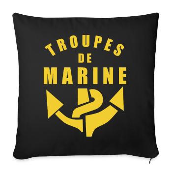 Emblème Troupes de Marine Jaune - Housse de coussin décorative 45 x 45 cm - noir - Devant