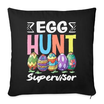 Joyeuse Pâques, douce chasse aux œufs du lapin, œufs de Pâques - Housse de coussin décorative 45 x 45 cm - noir - Devant