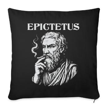 Epictetus smoking cigarette portrait design - Sofa pillowcase 17,3'' x 17,3'' (45 x 45 cm) - black - Front