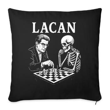 Jacques Lacan plays chess with skeleton - Sofa pillowcase 17,3'' x 17,3'' (45 x 45 cm) - black - Front
