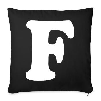 Grande impression en F | Lettre F | F Logo - Housse de coussin décorative 45 x 45 cm - noir - Devant