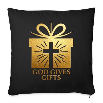 Dieu offre des cadeaux - or - Housse de coussin décorative 45 x 45 cm - noir - Devant