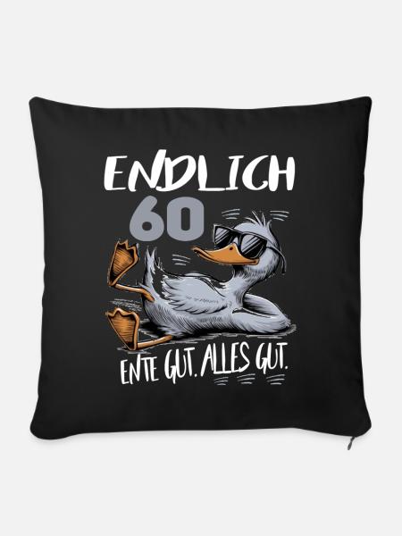 Geburtstag Ente Gut Alles Gut 60 Jahre Comic - Sofakissenbezug 45 x 45 cm - Schwarz